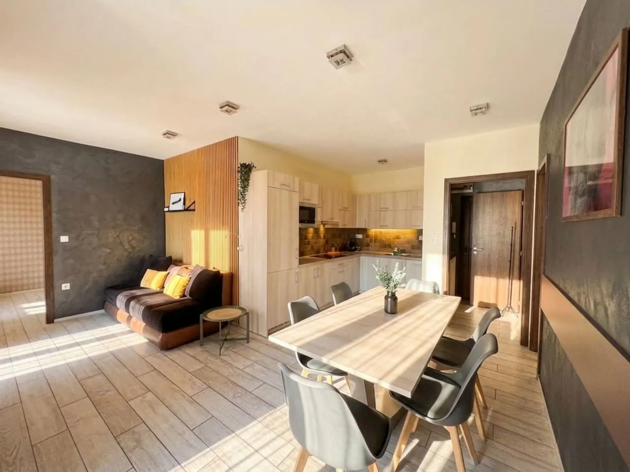 Living and dining area in a professionally managed premium apartment in Siófok, Hungary